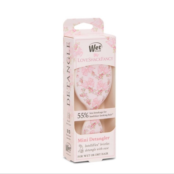 NWT Goody x LoveShackFancy Pink Floral Mini Detangler Hairbrush - Picture 2 of 8